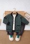 My Little Boy's Checkered Knitwear Cardigan Boys' 3-Piece Set - Green - 2