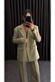 Women's Two-Piece Blazer Jacket Set Khaki Mom Fit - 5