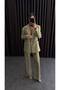 Women's Two-Piece Blazer Jacket Set Khaki Mom Fit - 4