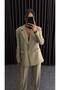 Women's Two-Piece Blazer Jacket Set Khaki Mom Fit - 2