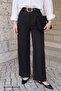 High Waist Pleated Black Palazzo Trousers - 2