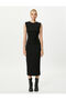 Midi Knitwear Dress Crew Neck Sleeveless Bodycon Draped Slit - 3