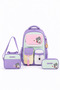 Cool School Bag Set of 3 Purple Backpack Lunch Bag Pen Holder Set Orthopedic Student - 3