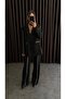 Women's Blazer Jacket and Trousers Set Black Wide-Leg - 7