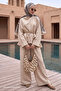 Beige Shirt Suit with Cape