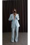Women's Silver Detailed Classic Jacket and Trousers Set Baby Blue - 4