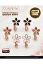 Non-Perforated Compressed Girls' Earring Set with 3 Enamel Flower Models and Clip-On - 6
