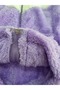 Girl's Plush Cardigan – Soft Winter Cardigan with Hood and Zipper Pockets in Purple Cream Color - 5