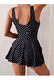Full Lycra Gathered One-Piece Swimsuit with Shorts and Chest Pads - 4