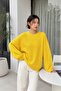 Yellow Crew Neck Oversize Women's Knitwear Sweater - 5