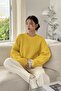 Yellow Crew Neck Oversize Women's Knitwear Sweater - 2