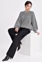 Gray Crew Neck Oversize Women's Knitwear Sweater - 6