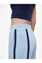 Striped Detailed Elastic Waist Three-Thread Ribbed Wide-Leg Sweatpants - 4