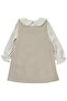 Civil Girl's Dress with Pompom Collar |   Stamped Long Sleeve Printed |   School Nursery and Daily Use - Beige - 4