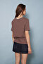 Cotton Short Sleeve Contrast Crew Neck T-Shirt Brown - 4