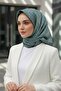100% Twill Silk Textured Pattern Mint Green - Water Green Color 90X90 Scarf Edge Stitching Shape Hand Stitched - 5