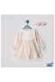 Baby Girl Patterned White Dress with Ribbon - 2