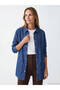 Blue Shirt Collar Women's Jean Tunic