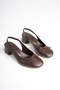 Brown Women's Modern Square-Toe Heeled Shoes with Bow Detail - 4