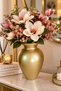 Defne Glass Vase 25 cm ••Gold Coated 6Y24007 •• Decorative Vase Modern Flower Vase Living Room Office Table Vase Models Pampas Vase Luxury Glass Vase Living Room Vase Nordic Glass Vase Mirror Front Decor - 3