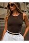 Women's Crew Neck Basic Slim Fit Lycra Sleeveless Bodysuit - 4