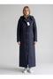 Women's Large Size Hooded 142 Cm Navy Blue Quilted Coat 1022 - 2