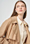 Belted and Epaulet Detailed Trench Coat Beige - 6