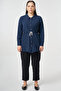 Lace-Up Shirt Collar Tunic Dark Navy Blue - 3