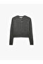 Hair Braid Textured Buttoned Regular Fit Crew Neck Long Sleeve Knitwear Cardigan - 6