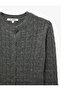 Hair Braid Textured Buttoned Regular Fit Crew Neck Long Sleeve Knitwear Cardigan - 8