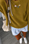 Oil Green Crew Neck Oversize Women's Knitwear Sweater - 3