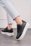 Daily Women's Black and White Sneaker Lace-up Light Thick Sole Flexible Faux Leather Sports Shoes 451 - 8