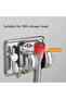 Adjustable Shower Head Holder with Hook,Waterproof Adhesive Handheld Shower Bracket,Silver - 6