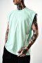 Men's Basic Zero Sleeve Oversize T-Shirt Water Green - 4
