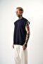 Men's Basic Zero Sleeve Oversize T-Shirt Indigo - 2