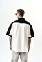 Men's Studio Embroidered Half Zipper Oversize T-Shirt Ecru - 3