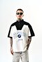 Men's Studio Embroidered Half Zipper Oversize T-Shirt Ecru