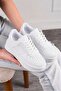 Daily Women's White Lace-Up Lightweight Thick High-Sole Walking Breathable Sneakers 451 - 3