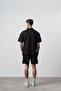 Men's Relined Written Regular Fit T-Shirt Shorts Set Black - 3
