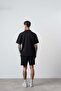 Men's Rocket Club Written Regular Fit T-Shirt Shorts Set Black - 3