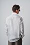 Men's Embroidery Detailed Striped Long Sleeve Oversized Shirt White - 4