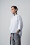 Men's R Embroidered Fakir Sleeve Muslin Oversized T-Shirt White - 2