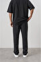 Men's R Embroidered Muslin Baggy Trousers Black - 3