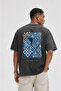 Men's Ffb Embroidery Detailed Oversize T-Shirt Smoked - 4