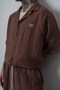 Men's R Embroidered Short Sleeve Muslin Oversized Shirt Brown - 4