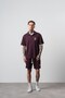 Men's Rocket Club Written Regular Fit T-Shirt Shorts Set Burgundy