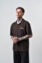 Men's Senor Written Polo Collar Regular Fit T-Shirt Brown