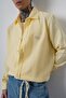 Men's R Embroidered Long Sleeve Muslin Oversized Shirt Yellow - 5