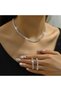 Silver 4pcs Women's Jewelry Set Rhinestone Necklace Earrings Bracelet Wedding Dress Accessories - 6