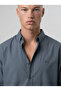 Men's Textured Full-Fit Oversize Shirt Baby Blue - 7